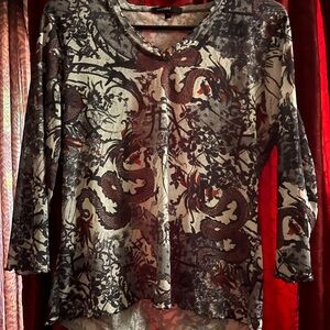 Ed Hardy Red Graphic 3/4 Sleeve Tunic